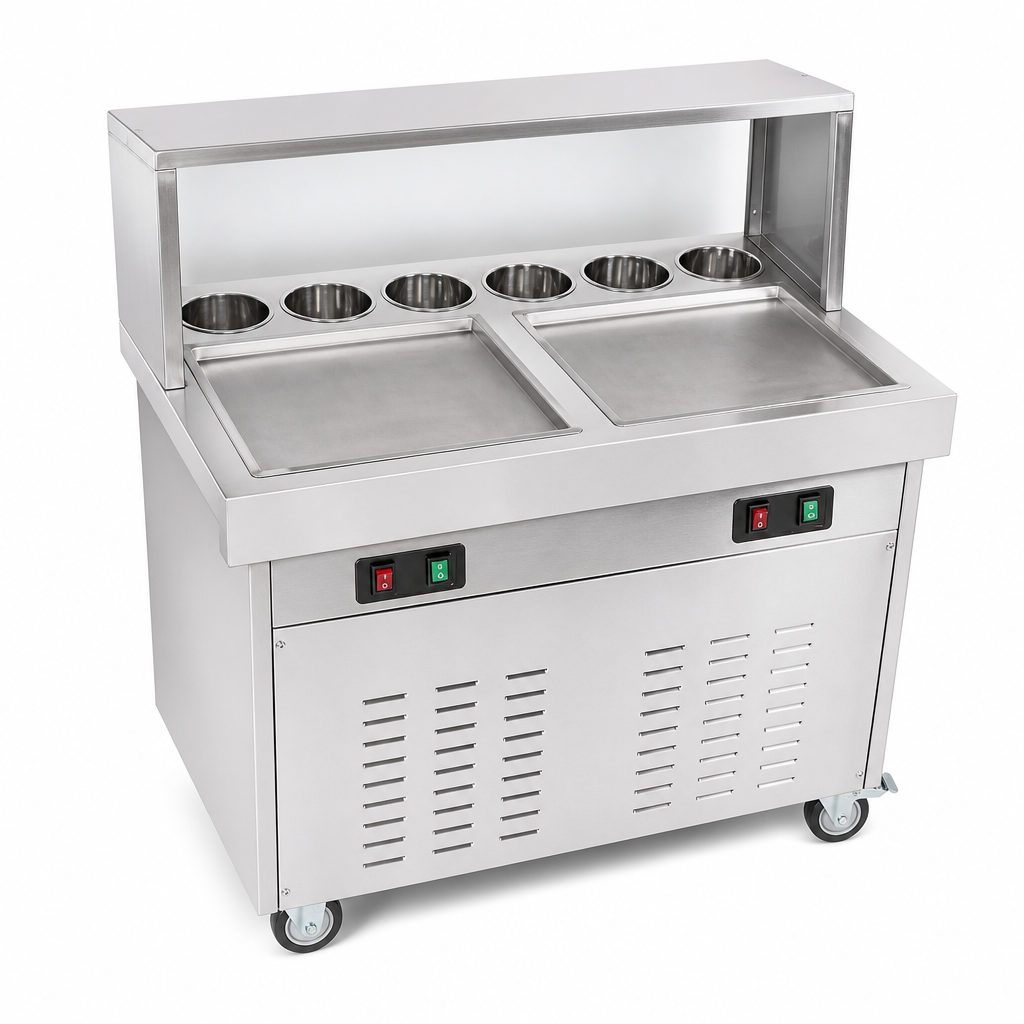 Thai Fried Ice Cream Roll Machine with 6 Tanks, 25L-35L/h