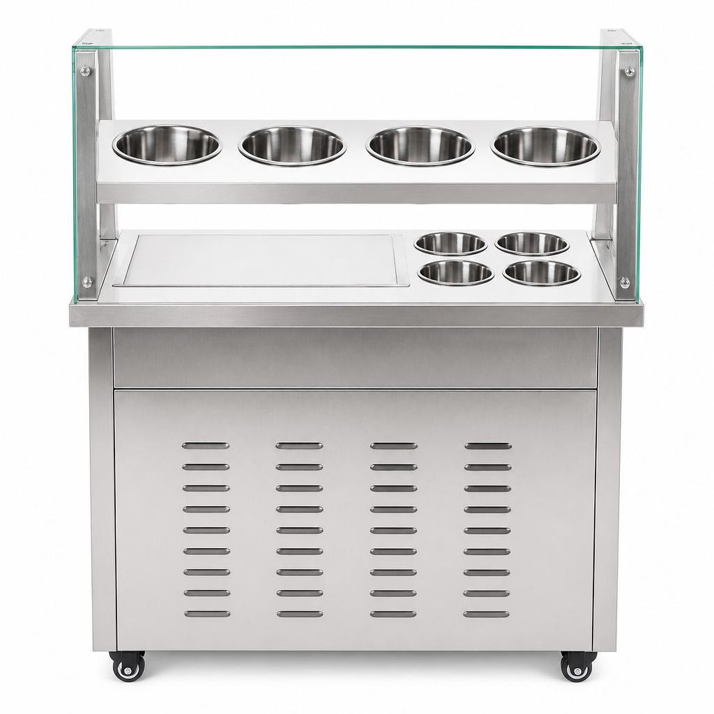 Thai Fried Ice Cream Roll Machine with 8 Tanks, 15L/H