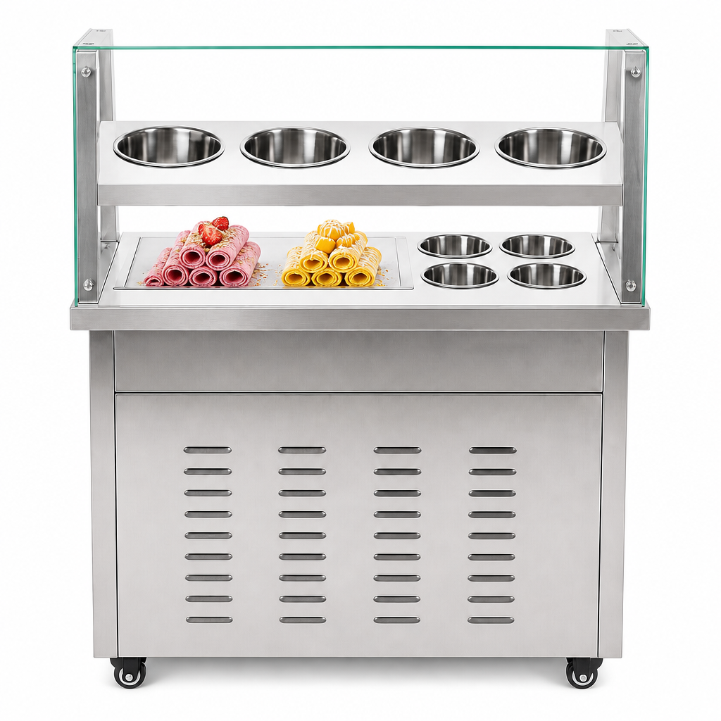 Thai Fried Ice Cream Roll Machine with 8 Tanks, 15L/H