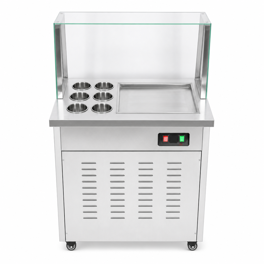 Thai Fried Ice Cream Roll Machine with 6 Tanks, 15L/H